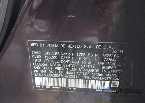 2015 Honda Fit Ex z USA, uszkodzony, nr VIN 3HGGK5G87FM725314